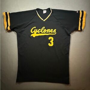 Vintage Rawlings Cyclones Baseball #3 Pilger Jersey Mens XL‎ Black Yellow